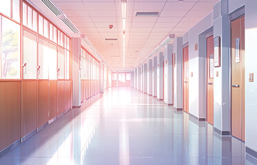 Fototapeta premium 繊細で芸術的な学校や学園系背景のイラスト(AI generated image)