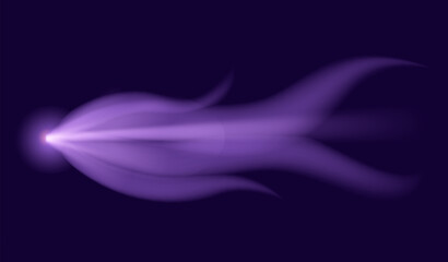 Meteor or comet. Neon space flying meteorite or asteroid, realistic vector illustration. Meteor fire trails isolated. Fireball glowing gas and dust tails at night sky © designer_things