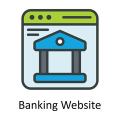 Banking Website  Vector  Fill outline Icon Design illustration. Digital Marketing  Symbol on White background EPS 10 File