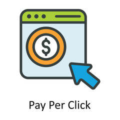Pay Per Click  Vector  Fill outline Icon Design illustration. Digital Marketing  Symbol on White background EPS 10 File