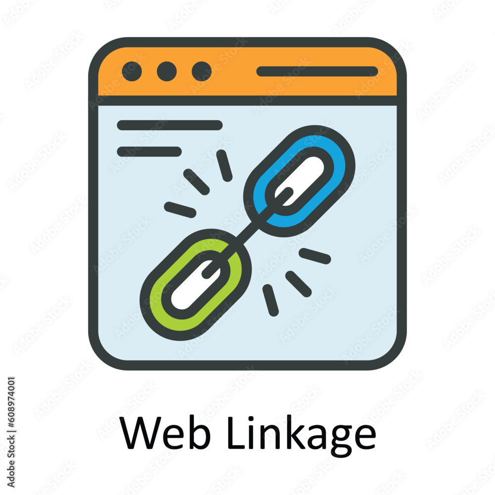Poster web linkage vector fill outline icon design illustration. digital marketing symbol on white backgrou