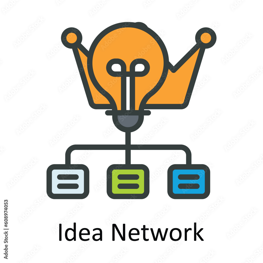 Poster idea network vector fill outline icon design illustration. digital marketing symbol on white backgro