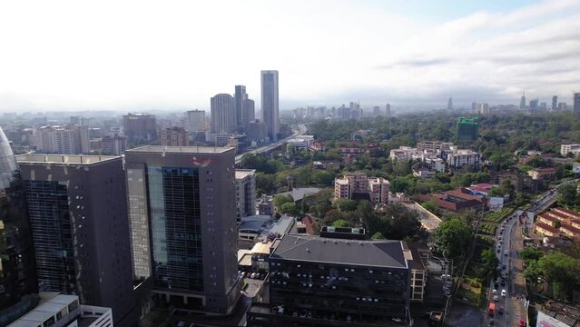 Aerial reveal of Westlands Nairobi GTC, Expressway