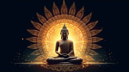 Illustation for happy vesak day, buddha images, Generative Ai