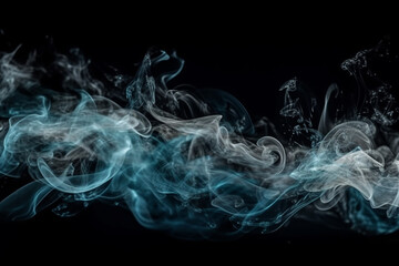 Obraz premium Blue and white smoke on a black background