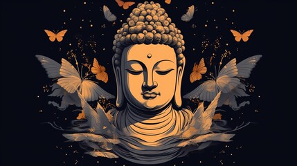 Illustation for happy vesak day, buddha images, Generative Ai