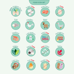 Food icon set minimalist style vector color infographic 