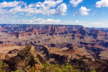The South Rim of the Grand Canyon National Park, carved by the Colorado River in Arizona, USA. Amazing natural geological formation. The Grandview Point.
