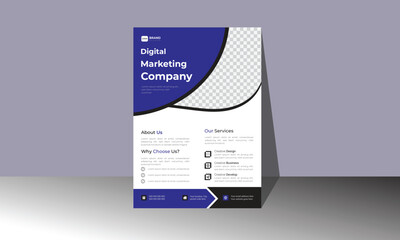 Simple and clean business flyer template with a blue color combination.