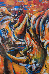 picture of a rhinoceros with acrylic on canvas