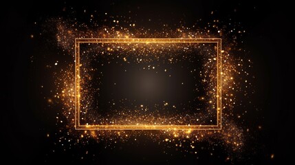 Golden frame with bright sparkles, Generative Ai