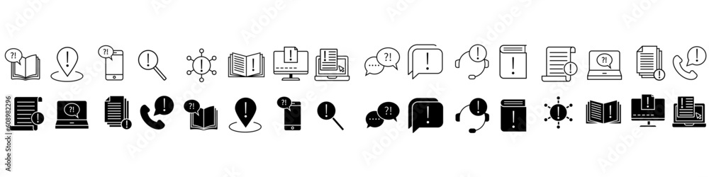 Poster simple vector icon set of info. help desk illustration sign collection. documentation symbol.