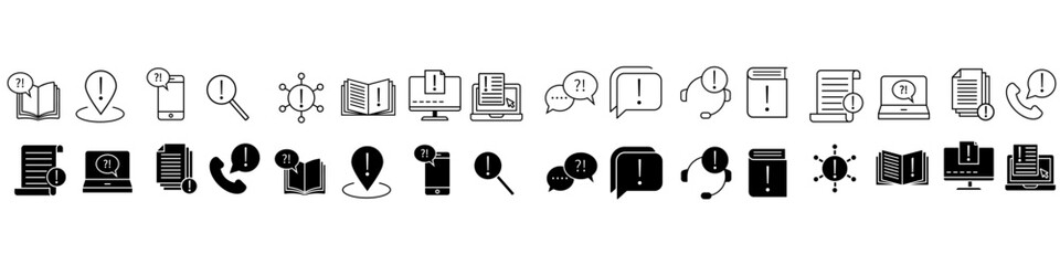 Simple vector icon Set of Info. Help Desk illustration sign collection. documentation symbol. - obrazy, fototapety, plakaty