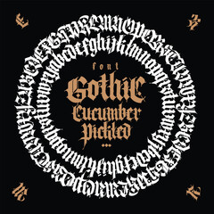 Gothic font from Latin letters. Vector. English alphabet. Medieval European style. English alphabet 9th-19th century. Symbols and signs for monogram and design. Modern calligraphy.