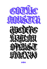 Gothic. Vector. Uppercase letters on a white background. Beautiful and stylish calligraphy. Elegant European typeface for tattoo and design. Medieval Germanic modern style.