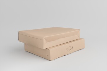 Corrugated Cardboard Box Mockup 3D Illustration