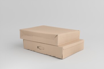 Corrugated Cardboard Box Mockup 3D Illustration