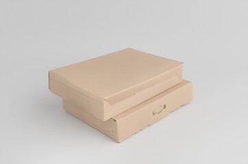 Corrugated Cardboard Box Mockup 3D Illustration
