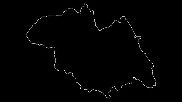 Northern province map of Rwanda outline animation