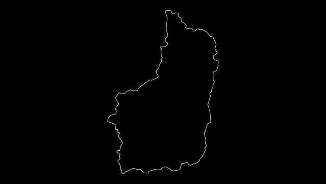 South province map of Rwanda outline animation