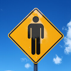 pedestrian crossing sign on blue sky