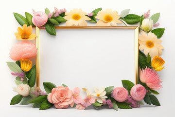 Frame Background Decorated with Flower Ornament Generative AI