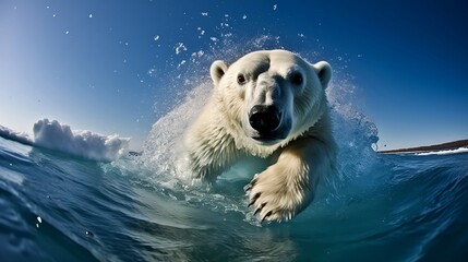 Obraz na płótnie Canvas Polar bear in water, Generative AI