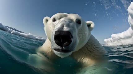 Polar bear in water, Generative AI