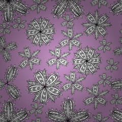 Fototapeta premium seamless pattern with white doodles flowers on colorful background