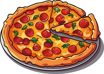 Hand drawn cartoon pizza illustration material
