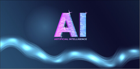 AI, Artificial Intelligence Logo, Icon. Vector symbol, deep learning blockchain neural network concept. - 608993693