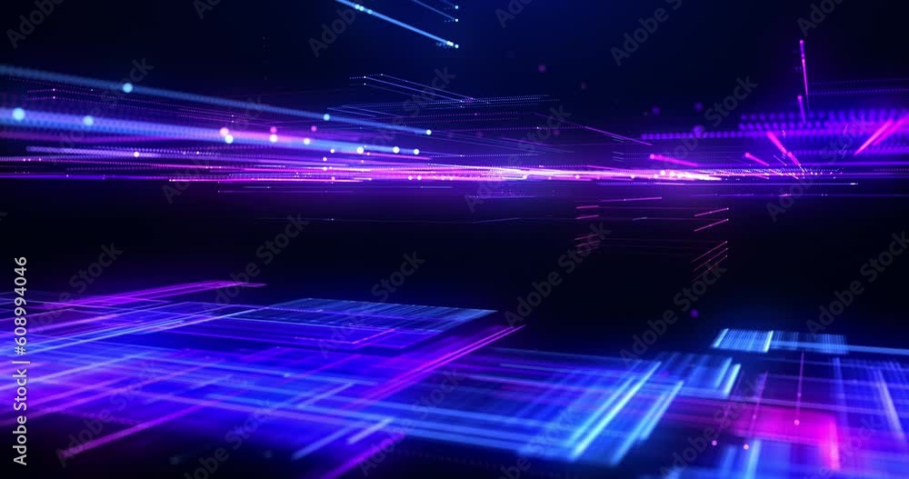 Poster digital cyberspace with particles and digital connection, high speed connection, big data, data anal