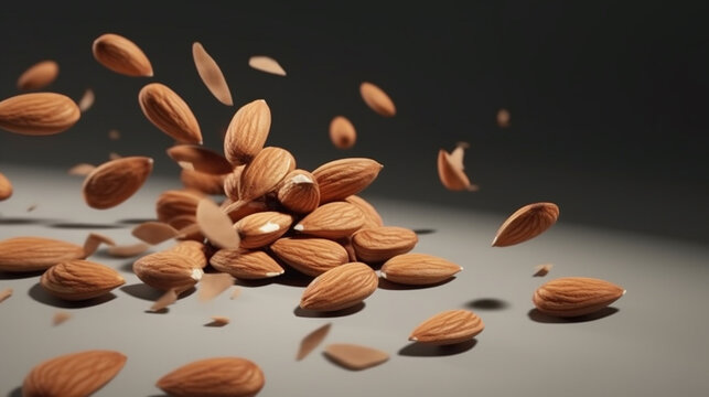 Almonds Are Scattered.generative Ai