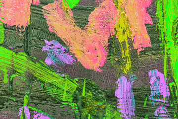 Colorful abstract oil painting art background. Texture of canvas and oil.