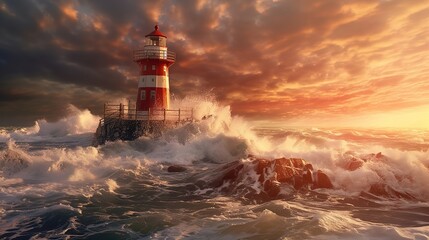 Fantasy lighthouse in_the Arctic Ocean