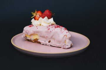 background of colorful cakes with fruit- close up of cakes