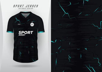 Background for sports jersey, soccer jersey, running jersey, racing jersey, lightning pattern, black gradient with design.