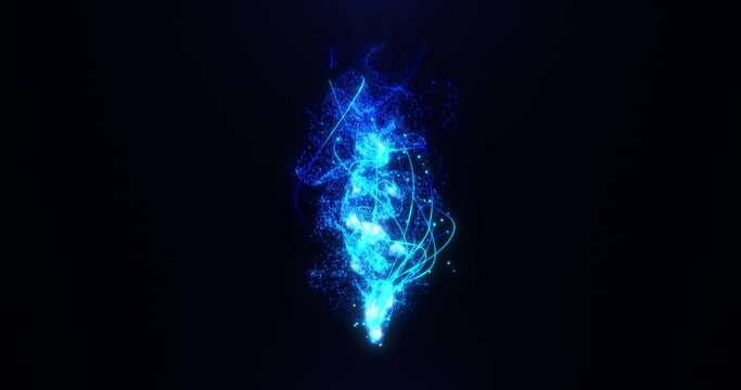 Magic fluid animation of glowing particles.particle trail. Abstract neon bright flame with glitter that sparkles and swirls, 3D animation. Seamless loop 4k video. Screensaver 