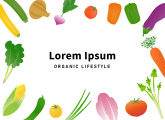 グラデーションカラーがきれいな野菜のイラストセット（フラットレイ）