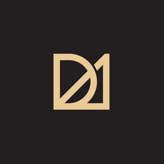 Letter D logo abstract modern and pairs elements in simple and modern style, with the gold color. 