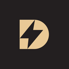 Letter D logo abstract modern and pairs elements in simple and modern style, with the gold color. 