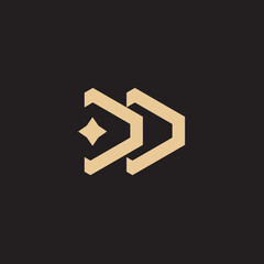 Letter D logo abstract modern and pairs elements in simple and modern style, with the gold color. 