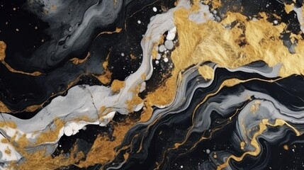 Elegant and luxurious abstract marble background with a combination of black and gold colors. Generative AI