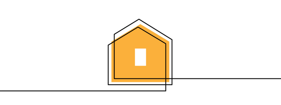 recommend clip art: Continuous thin line home illustration, minimalist house one line art icon