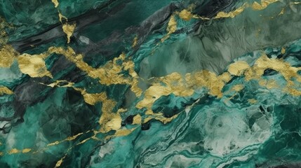 Fototapeta premium Elegant and luxurious abstract marble background with a combination of green and gold colors. Generative AI