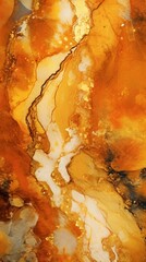 Elegant and luxurious abstract marble background with a combination of orange and gold colors. Generative AI