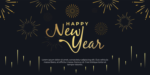 Dark blue background happy new year 2024 background with fireworks.
