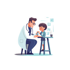 the doctor is explaining to his patient a child