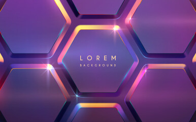 Abstract neon color hexagonal background