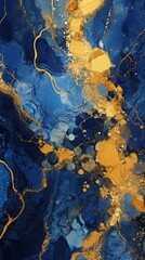 Obraz na płótnie Canvas Elegant and luxurious abstract marble background with a combination of blue and gold colors. Generative AI